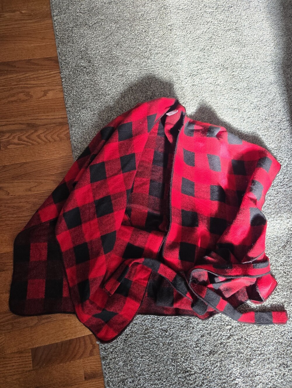 Red and Black Buffalo Plaid Women's Poncho